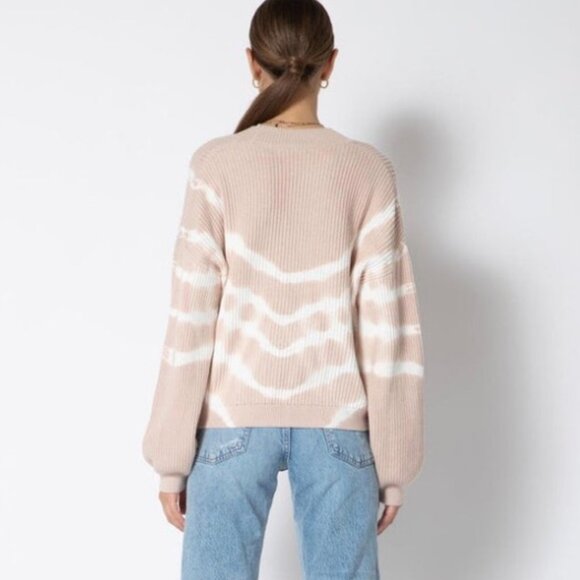 Tart Collections Cardigan Sweater Womens L Beige Tie Dye Button Cropped Slouchy - Picture 5 of 14